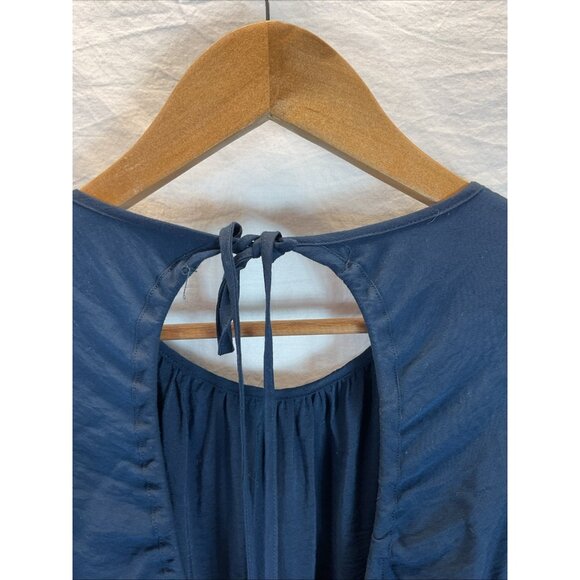 NEW Madewell Sophia Open Back Mini Dress Pockets Blue Balloon Sleeve Boho size L - Picture 8 of 15